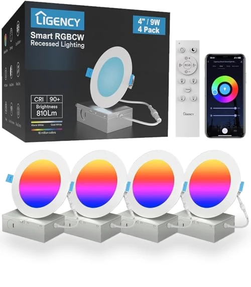 Ultra-Thin Wi-Fi LED Downlight RGBCW Color Changing Ceiling Light — Recessed Lighting, Ligency
