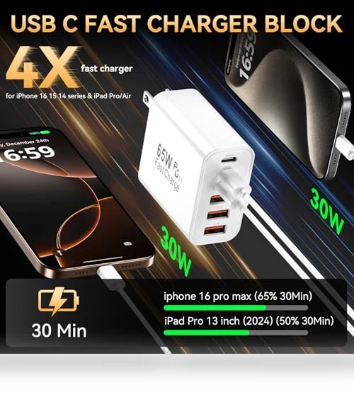 65W 6-Port USB C Fast Charging Block — Chargers, Shenzhen Xihuida Electronics Co., Ltd.