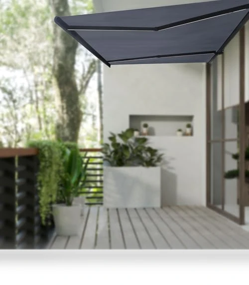 Full Cassette Motorized Retractable Patio Awning with LED Lights — Awnings, ALEKO