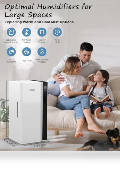 Large Room Humidifier with Dual Mist Nozzles — Air Moisturizers, mifasol