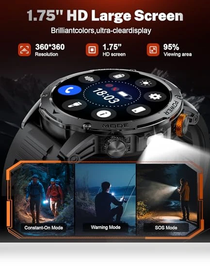 Military Smart Watch with Flashlight — Smartwatches, LIGE