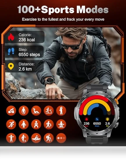 Military Smart Watch with Flashlight — Smartwatches, LIGE