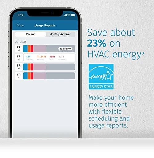 Smart Thermostat with Touchscreen Color Display — HVAC Controls, Emerson