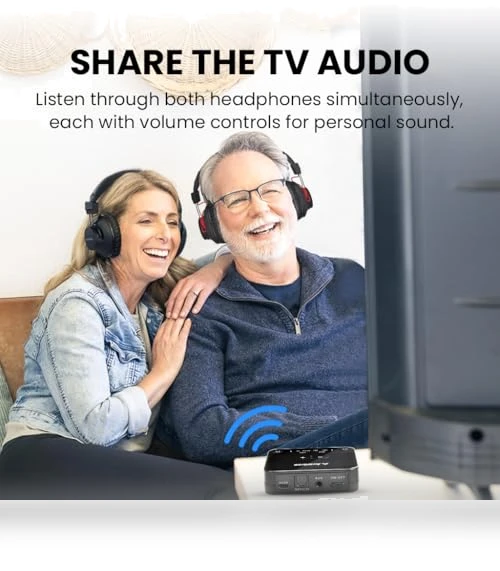 Dual Bluetooth Headphones & Transmitter for Wireless TV Watching — Wireless Headsets for Powersports, Avantree