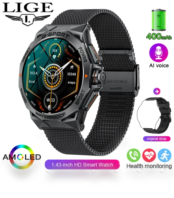 Fully Steel Smart Watch with Round HD Screen — Smartwatches, LIGE