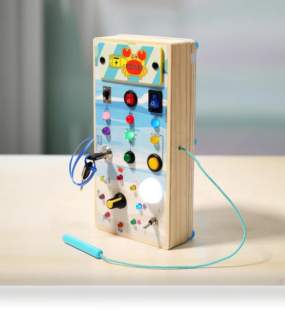 Montessori Busy Board with LED Wooden Sensory Toy — Infant & Early Childhood Playthings, baby and kids