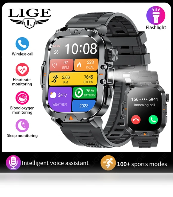 Smart Watch with LED Flashlight — Smartwatches, LIGE