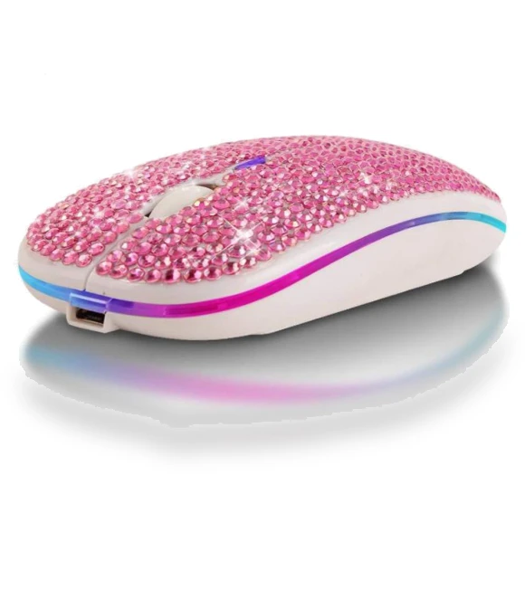 Rechargeable Silent Bluetooth Mouse with Diamond Inlay — Mouse Pads, Queen mall