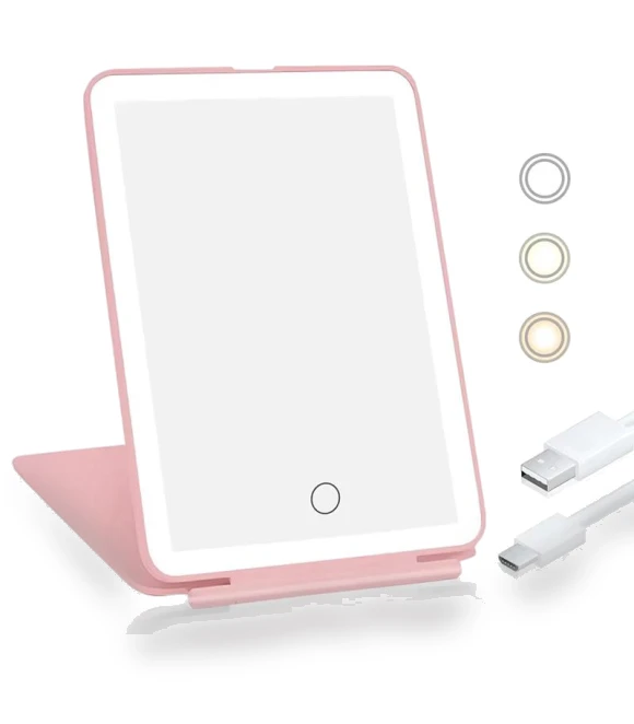 Triple Foldable Makeup Mirror with Lighting — Compact & Travel, Binchi Health Technology