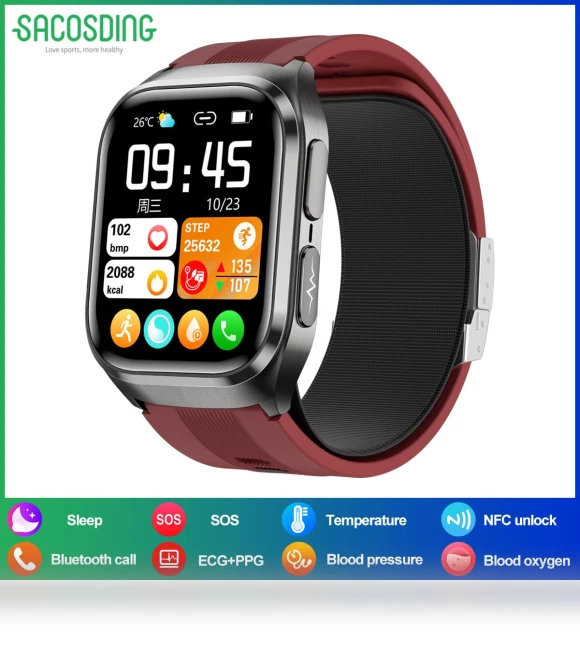 ECG+PPG Smart Watch with Blood Pressure Detection — Smartwatches, SACOSDING