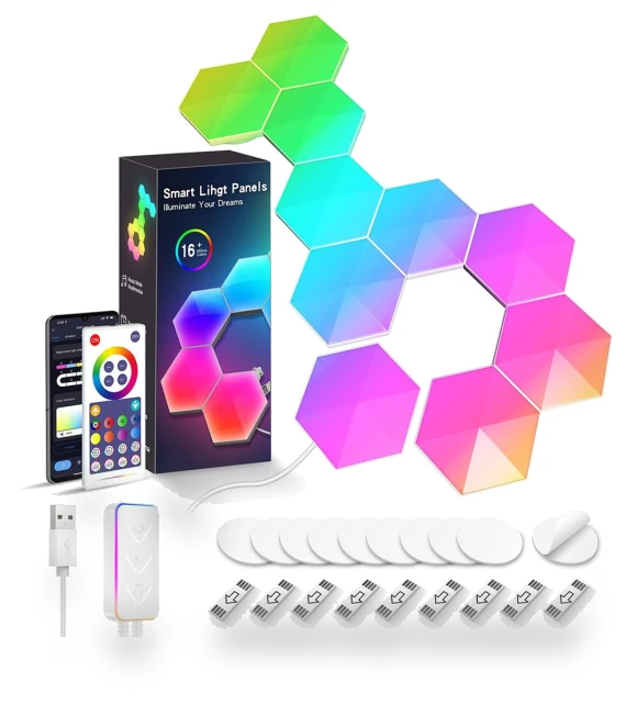 Hexagon Lights RGBIC Music Sync Indoor Smart Wall Lamp — Creative Lighting Solutions, Build My Home