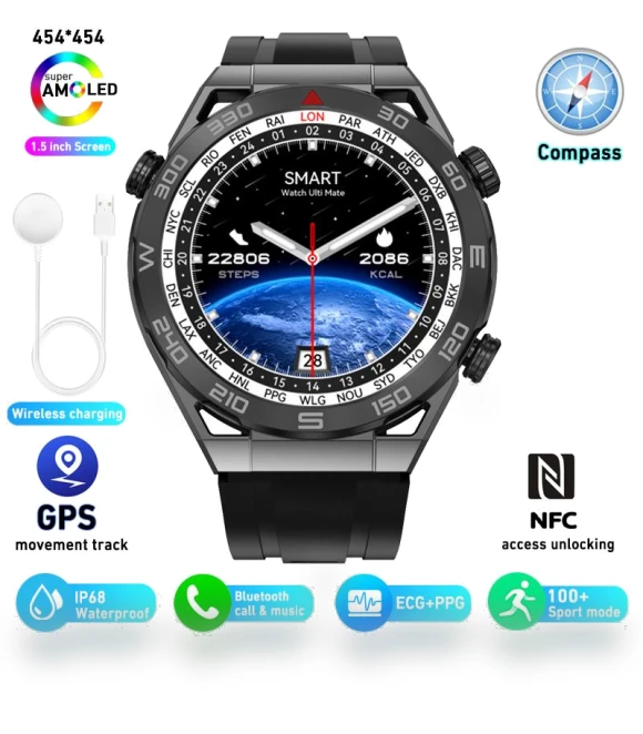 Smartwatch with ECG+PPG, NFC, Bluetooth Call, GPS Sports Tracking — Smartwatches, Tiktop2