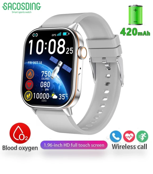 Ultra HD Smart Watch with GPS and Bluetooth Calling — Smartwatches, SACOSDING