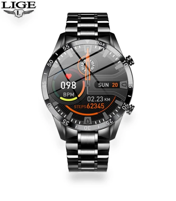 Full Circle Touch Screen Smartwatch with Steel Strap — Wearable Accessories, LIGE