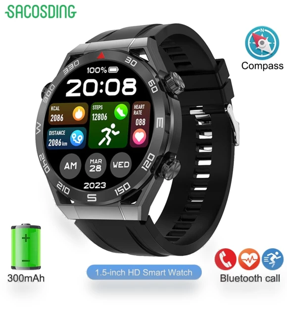 Men's Smart Watch with Bluetooth Calling and GPS Tracking — Wearable Accessories, SACOSDING