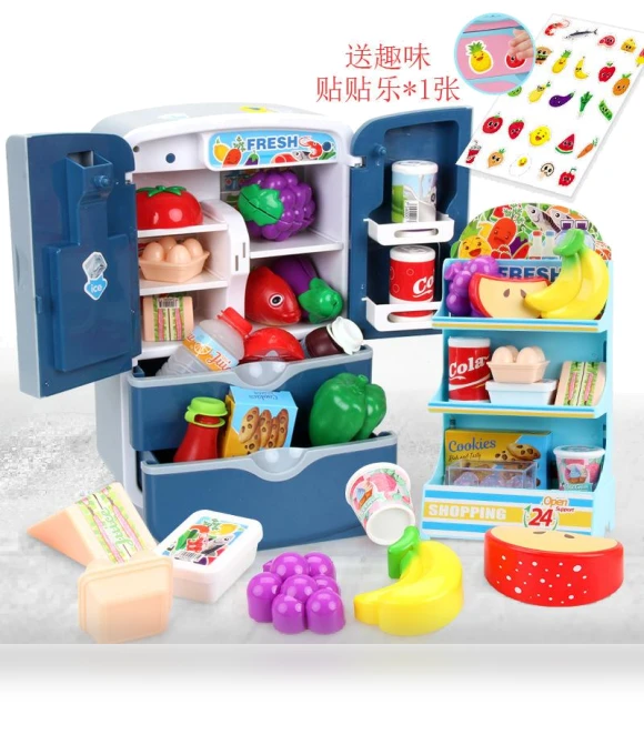 Toy Refrigerator with Double Door Touch Induction — Real-Food Appliances, Plastic Toys