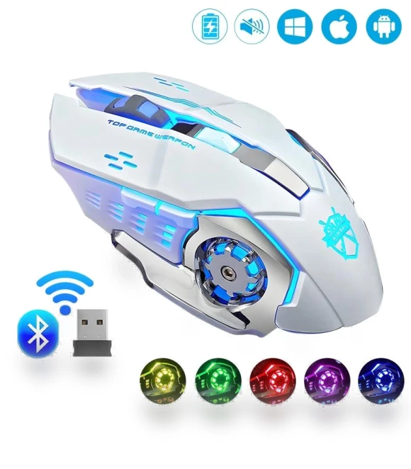 Wireless Rechargeable Mouse with RGB Lighting — Mouse Pads, Uav parts center