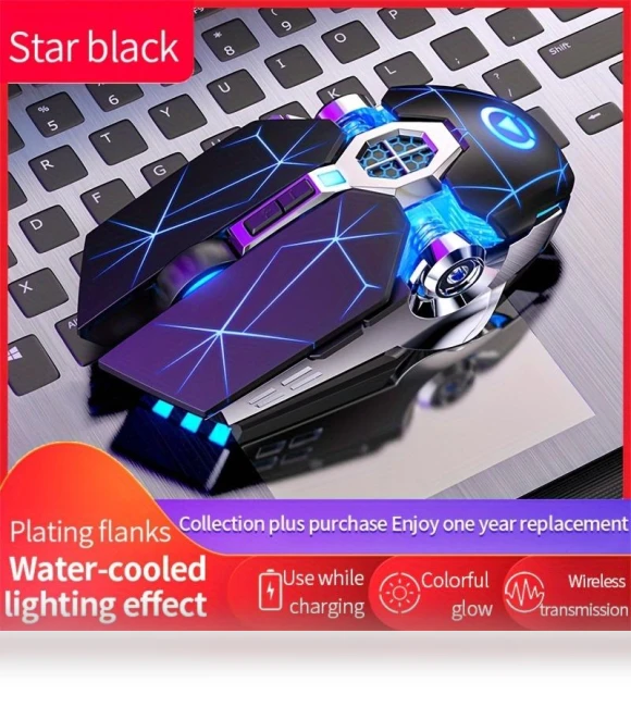Wireless Silent Gaming Mouse with RGB Lighting — Mouse Pads, Uav parts center