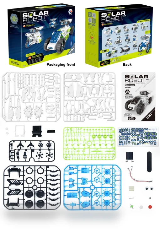 12-in-1 Solar Powered Robot WALL-E Puzzle Toy — Solar Power, Super Go