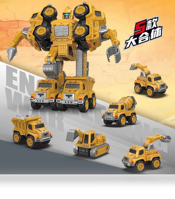 5-In-1 Alloy Deformation Dinosaur Engineering Robot Simulation Toy Set — Construction Kits, TK Toys