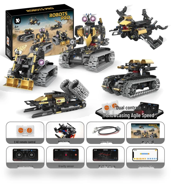 5-in-1 Programmable Military Robot Building Blocks — Construction Kits, Super Go