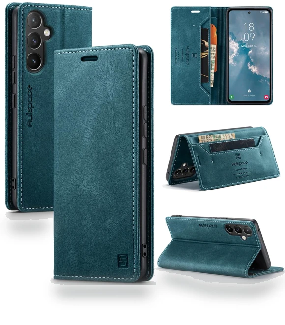 RFID Blocking Phone Case Leather Stand Retro Texture Matte Wallet Cover — Smartwatch Protectors, Smartwatch 2025