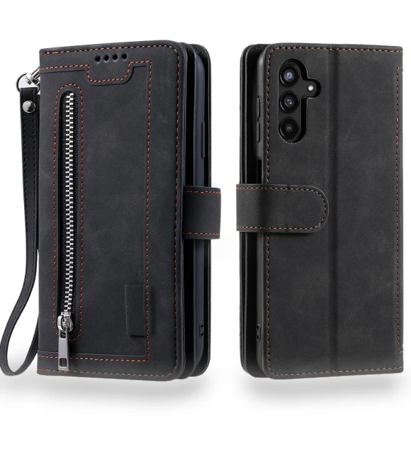 Shockproof PU Leather Phone Case with Zipper Pocket and Stand — Bumpers, Smartwatch 2025