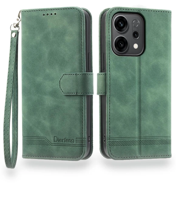 Lines Imprint Wallet Leather Phone Cover with Wrist Strap — Smartwatch Protectors, Smartwatch 2025