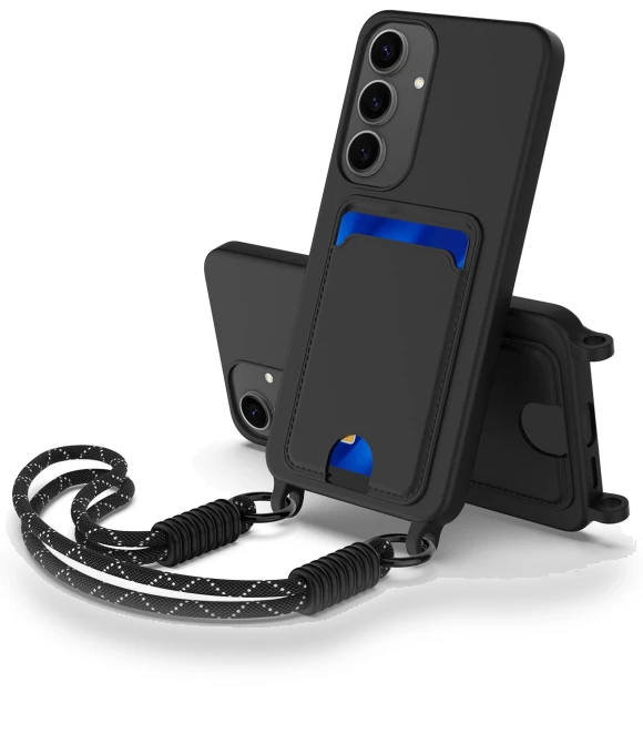 Liquid Silicone Card Holder Phone Back Cover with Short Strap — Back Covers, Smartwatch 2025