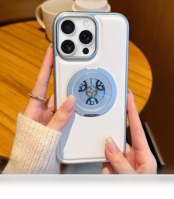 Magnetic Case with Rotating Stand and Stress-Relief Gear — Phone Accessories, Smartwatch 2025