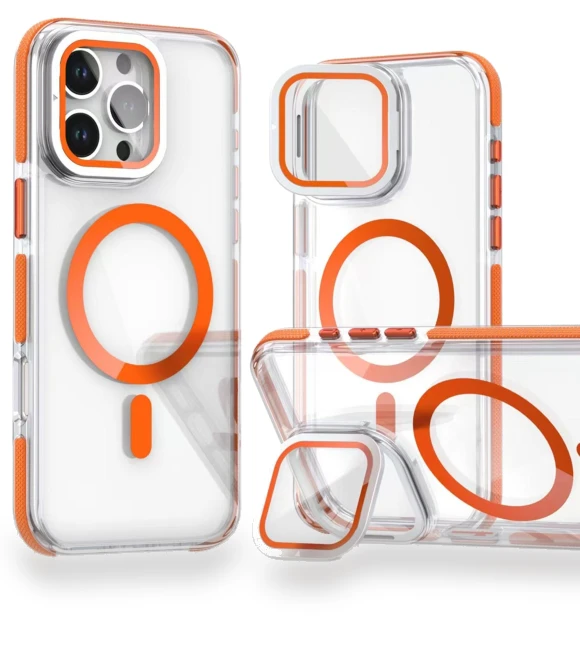 MagSafe TPU Acrylic Clear Phone Cover with Lens Cover Kickstand — Phone Accessories, Smartwatch 2025