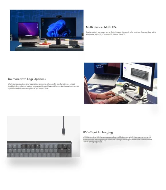 Mini Compact Smart Backlit Wireless Bluetooth Mechanical Keyboard — Keyboards, Logitech