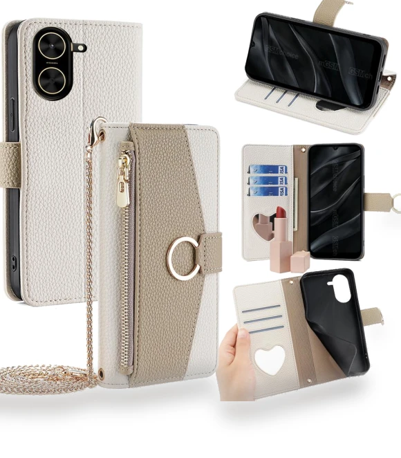 Mirror Wallet Leather Phone Cover with Chain Shoulder Strap — Phone Accessories, Smartwatch 2025