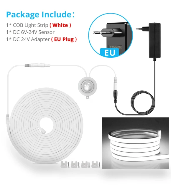 Smart PIR Motion Sensor with COB LED Neon Light Strip — Garden Illumination, MALITAI