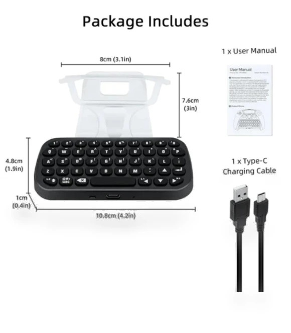 Wireless Bluetooth Mini Keyboard for PS5 Controller — Gaming Keyboards, FourAll