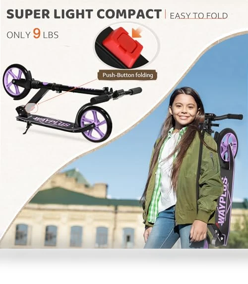 Foldable Kick Scooter with Adjustable Handlebar — Push Scooters, WAYPLUS