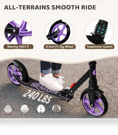 Foldable Kick Scooter with Adjustable Handlebar — Push Scooters, WAYPLUS