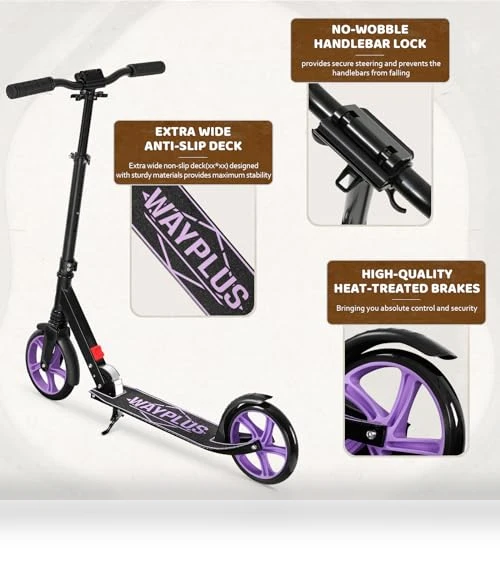 Foldable Kick Scooter with Adjustable Handlebar — Push Scooters, WAYPLUS
