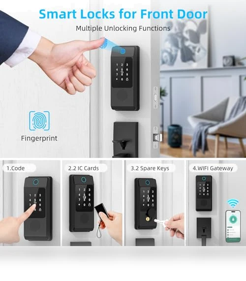 Keyless Entry Door Locks Handle Set — Smart Home Security, Miuedo