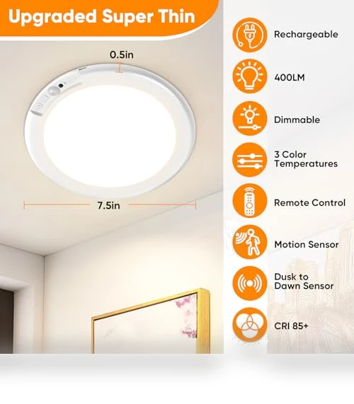 Motion Sensor Ceiling Light — Overhead Lighting, Bairth