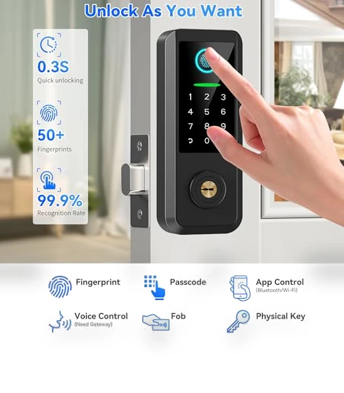 Smart Keyless Entry Door Lock with Handle — Deadbolts, YOSIMIKA