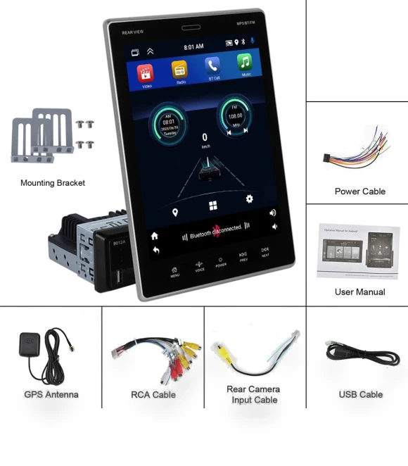 9.5inch 2-64G Rotating Mirror Link Touchscreen Car Radio — Stereo Receivers, ToyousoniC