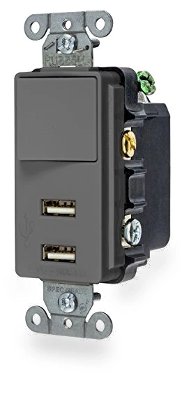 Decorator USB Switch Combination Charger — Outlet Switches, Bryant Electric