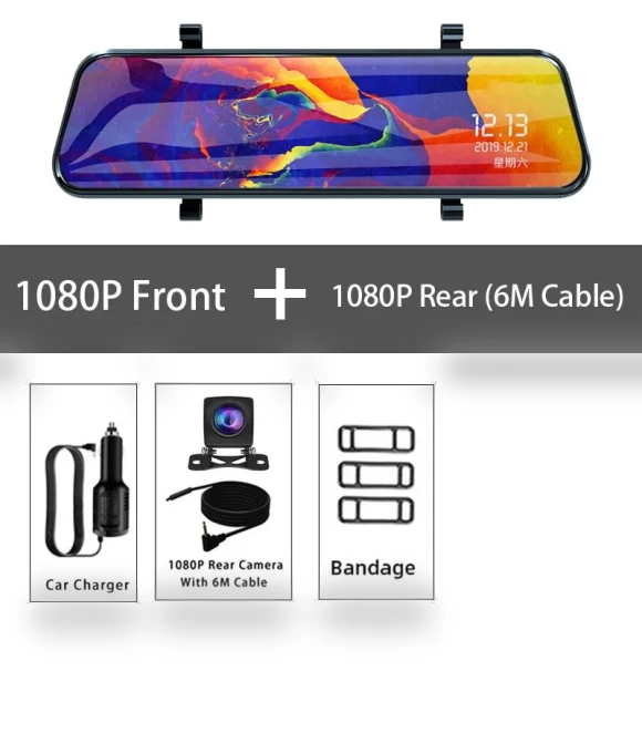 1080P Dual Lens Car Mirror Dash Cam — Rearview Cameras for Cars, CANKE