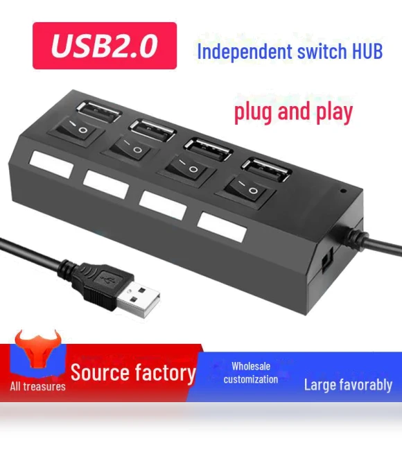 7-port USB 2.0 Hub with Independent Switches — USB Hubs, AI Supermarket