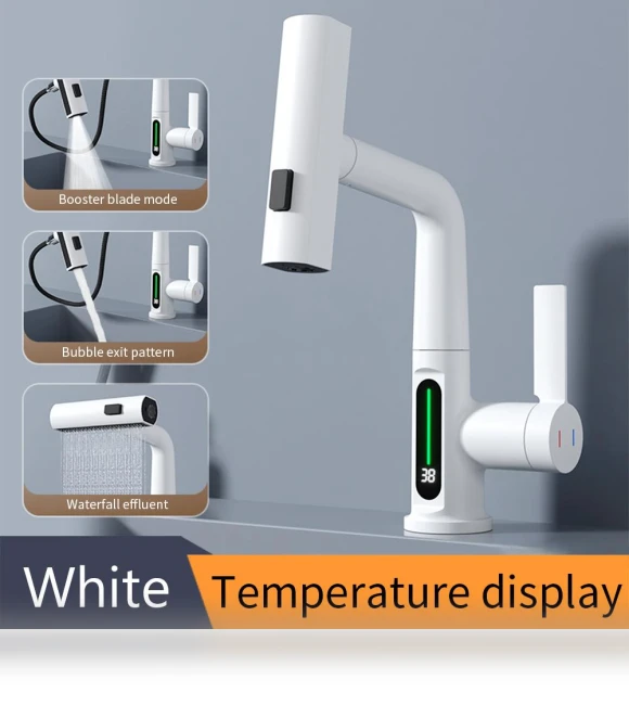 Digital Display Waterfall Faucet — Sink Faucets & Parts, Harmonious Living Home