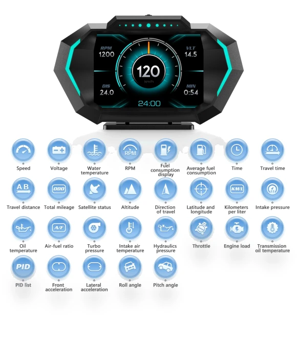 Dual System OBD+GPS HUD P24 OBDII Smart Digital Speedometer — Car Accessories & Gadgets, Auto Accessories Home
