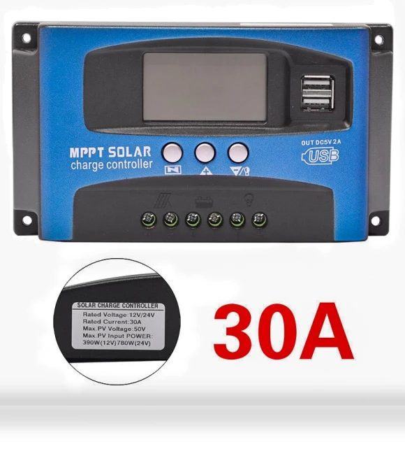 MPPT Solar Charge Controller with Dual USB and LCD Display — Chargers, Timeless Home
