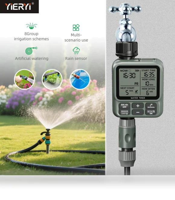 Smart Digital Water Timer with Rain Sensor — Controllers, yieryi Garden Tools