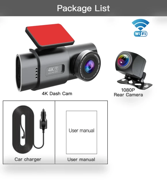 UHD 4K+1080P Dual Lens Dash Cam — Dashboard Cameras, JOHO - CarGear